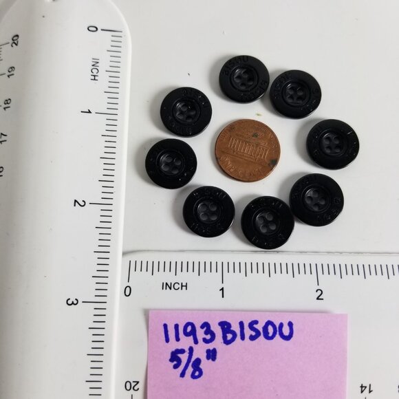 8 5/8" Bisou Bisou Logo Black Plastic 4 Holes Buttons - Picture 4 of 6